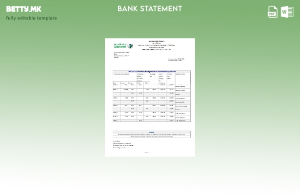 модерен стил Тунис Амин извод од банкарски ексел шаблон